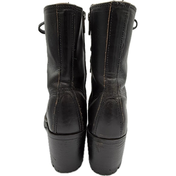 FRYE Black Leather Lace-Up Moto Boots Sabrina Sz 8 - Picture 8 of 12
